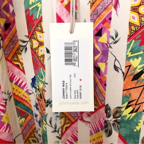 Johnny Was Azzy Flower Polo T-Shirt - Picture 7 of 7